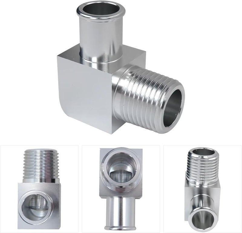 Vicue New 90 Degree Chromed Aluminum Intake Manifold Fitting Right Angle 5/8" Hose to 1/2" NPT Heater #4530 by - Image 2